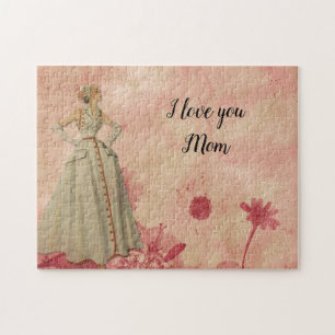 Puzzle Fête des Mères Rose Floral Abstraite femme Vintage