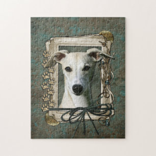 Puzzle Fête des pères - pattes en pierre - whippet