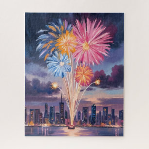 Puzzle Feu d'artifice   Nouvel An Aquarelle