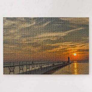 Puzzle Feu de tête de pont nord manisé au coucher du sole