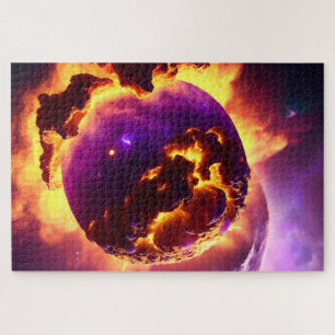 Puzzle Feu d'explosion cosmique Orange et Nebula violette