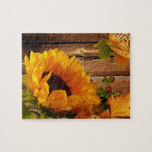 Puzzle Feuillage rustique de papillon de tournesol