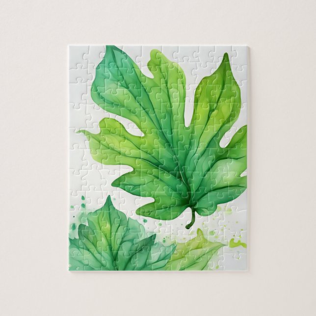 Puzzle Feuille d'aquarelle verte (Vertical)