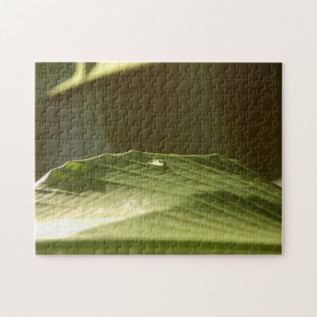 Puzzle Feuille de banane verte avec gouttelette d'eau Cou (Horizontal)