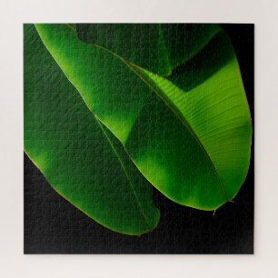 Puzzle Feuille de bananier verte vibrante Tropical rappro