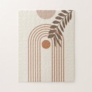 Puzzle Feuille de palmier arc-en-ciel Soleil, Art géométr