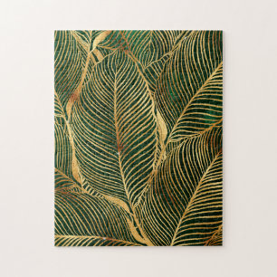 Puzzle Feuille d'or Forêt verte Élégant Motif