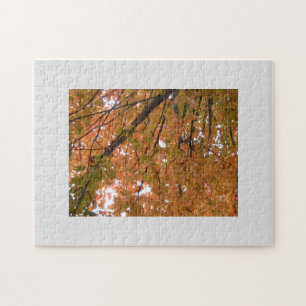 Puzzle feuille orange d'automne