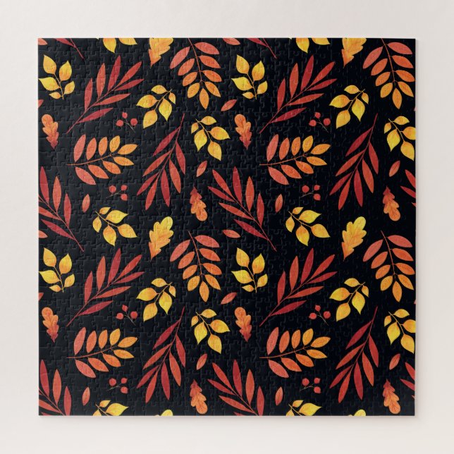Puzzle Feuilles d'automne colorées Motif d'aquarelle (Vertical)