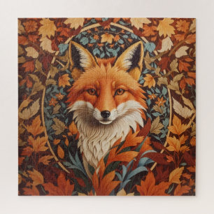 Puzzle Feuilles d'automne saisonnière Renard rouge Visage