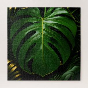 Puzzle Feuilles de Monstera Or Jungle Glamour
