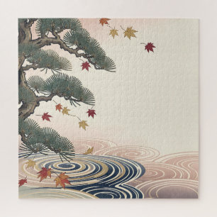 Puzzle Feuilles d'érable de pin japonais Vagues d'automne