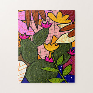 Puzzle Feuilles et fleurs tropicales abstraites