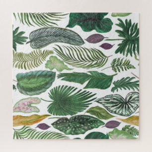 Puzzle Feuilles tropicaux : arrière - plan transparent aq