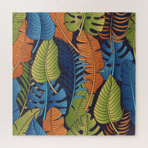 Puzzle Feuilles tropicaux, motif sans couture fleurie.