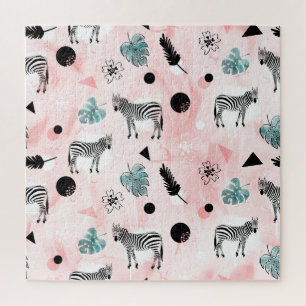Puzzle Feuilles tropicaux Zebras Cravate-Dye Motif