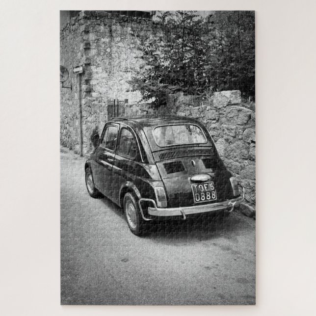 Puzzle FIAT 500 voiture en noir et blanc (Vertical)