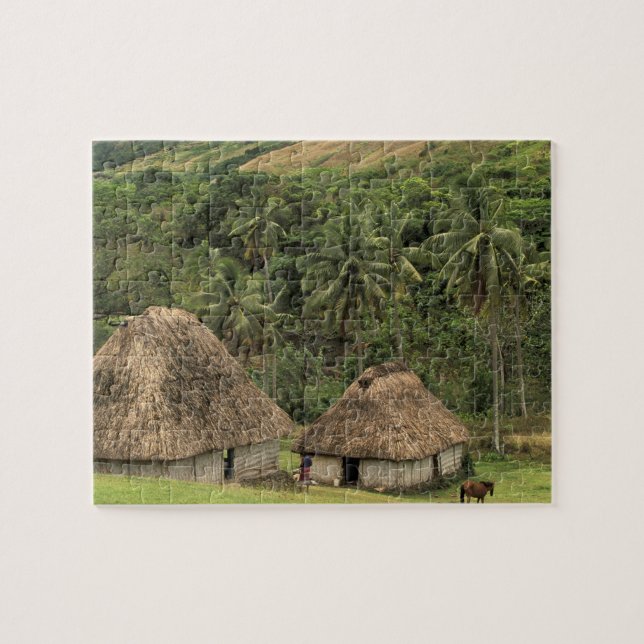 Puzzle Fidji, Viti Levu, Navala, maisons traditionnelles  (Horizontal)