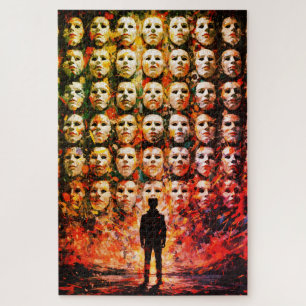 Puzzle Figure sans visage Foule masquée Impasto Surréalis