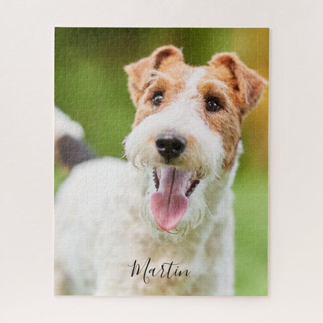 Puzzle Fil de chien personnalisé Fox Terrier Photo (Vertical)