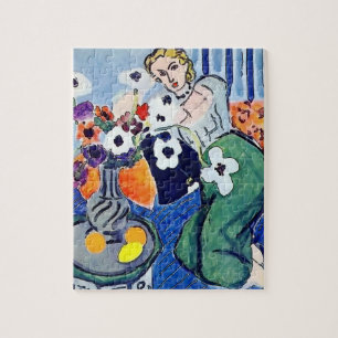 Puzzle Fille au téléphone avec fleurs