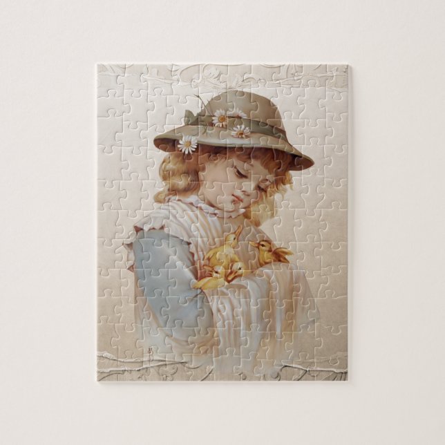 Puzzle Fille avec des petits canards (Vertical)
