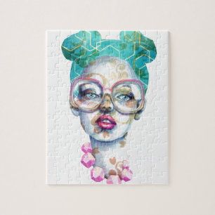 Puzzle Fille avec l'art pour aquarelle génial en verre