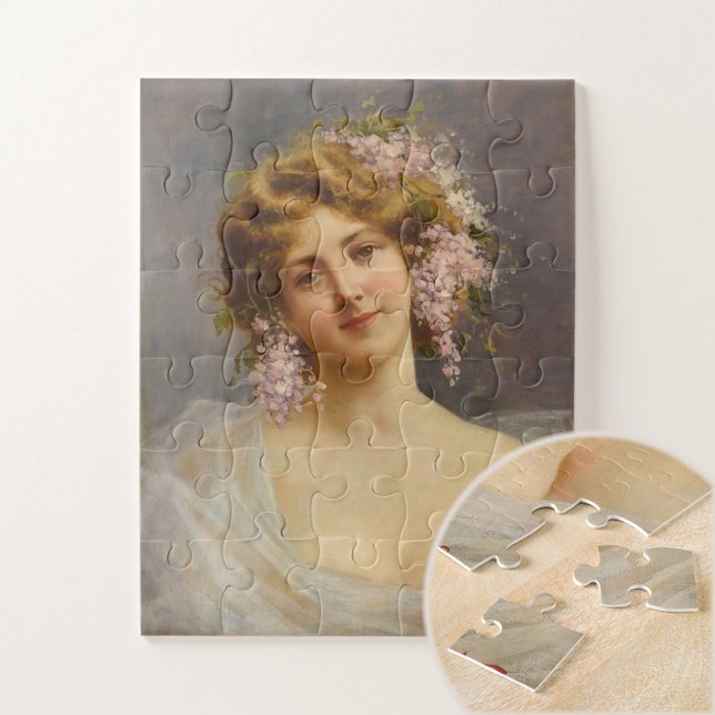 Puzzle Fille avec Lilacs, Achille Beltrame Art (Créateur téléchargé)