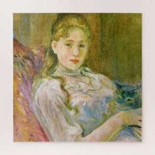 Puzzle Fille avec un chat pour animaux de compagnie (par