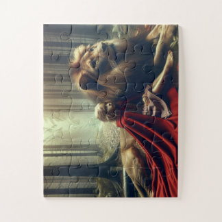 Puzzle Fille avec un lion