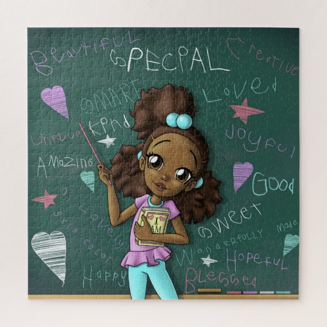 Puzzle Fille Brown et mots positifs (Vertical)