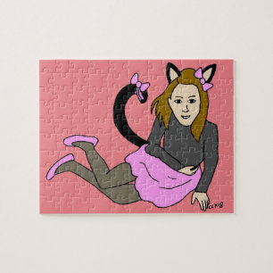 Puzzle fille chat