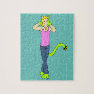 Puzzle fille chat