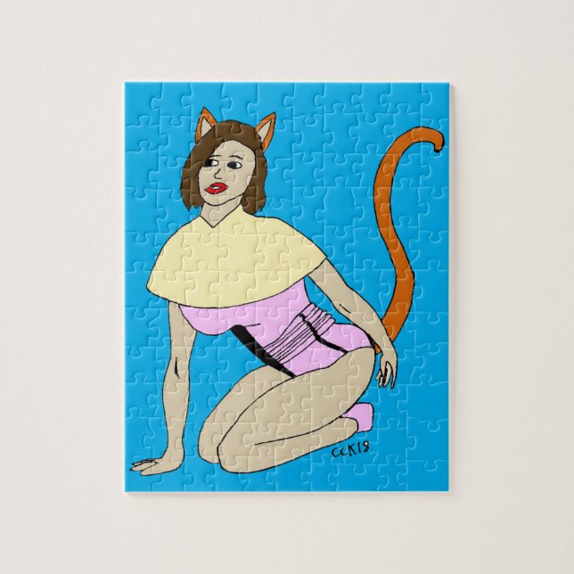 Puzzle fille chat  (Vertical)