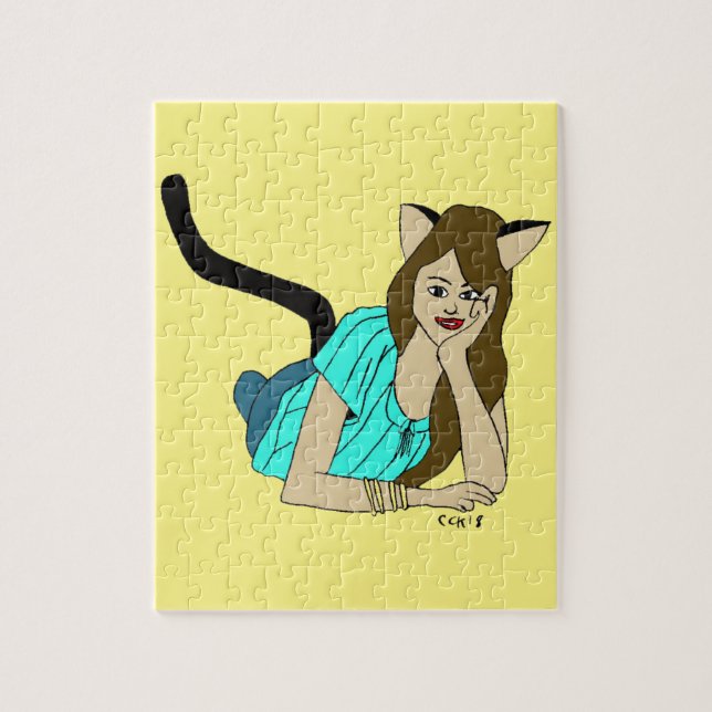Puzzle fille chat  (Vertical)