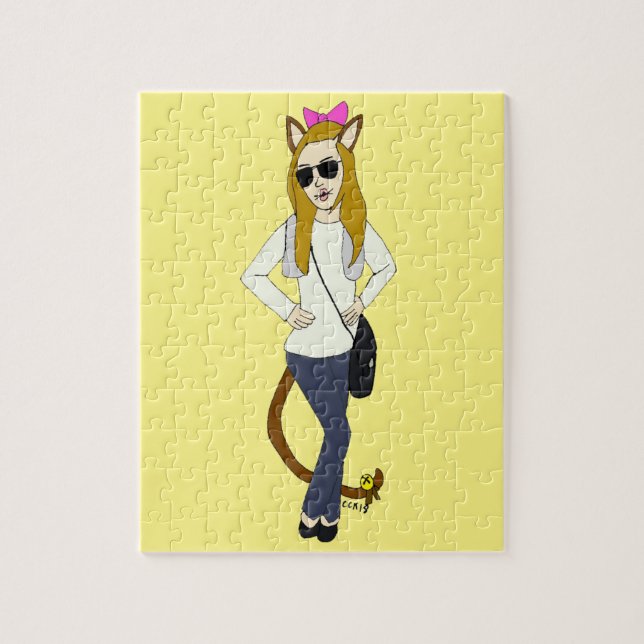 Puzzle fille chat   (Vertical)