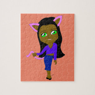 Puzzle fille chat chibi