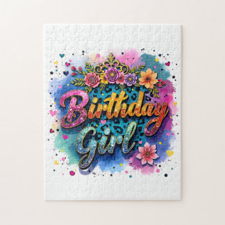 Puzzle Fille d'anniversaire léopard floral
