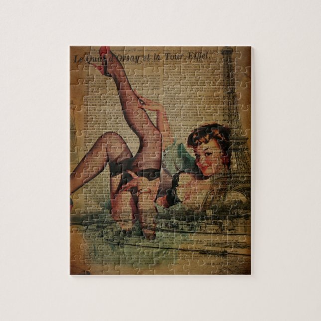 Puzzle fille de bachelorette de Tour Eiffel de Paris (Vertical)