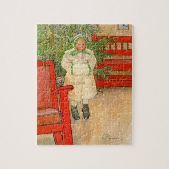 Puzzle Fille de Noël de Carl Larsson avec le manchon (Vertical)