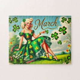 Puzzle Fille de pin-up rétro de mars Saint-Patrick