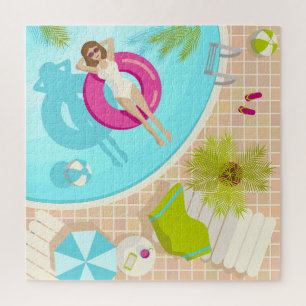 Puzzle Fille de piscine en bikini plage d'été