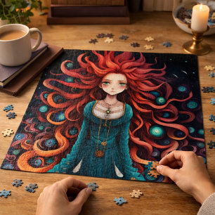 Puzzle Fille Fantastique aux Cheveux Roux Illustration Ar
