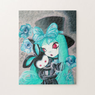 Puzzle Fille gothique douce avec le lapin
