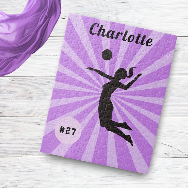 Puzzle Fille Jouant Volleyball Cute Rose Nom et numéro (Créateur téléchargé)