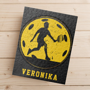 Puzzle Fille Joueuse de Pickleball Racketball Nom Noir