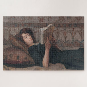 Puzzle Fille Lire un livre (Reculer sur un Divan)