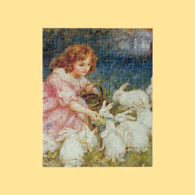 Puzzle Fille nourrissant des lapins (Créateur téléchargé)