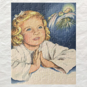Puzzle Fille priant pour Jésus-Christ, prières au coucher