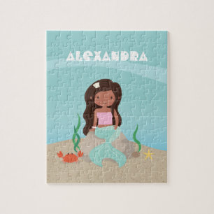 Puzzle Fille sirène afro-américaine Enfants Personnalisé